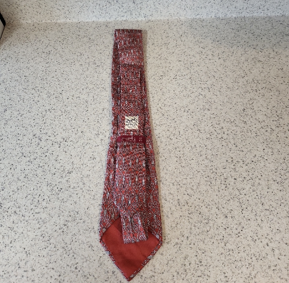 Hermes Red Patterned Tie